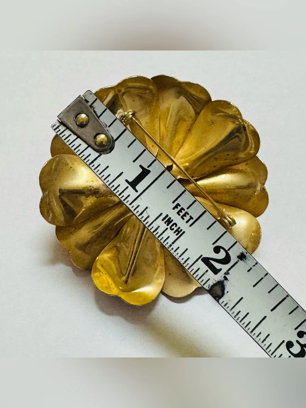Vintage Amber Orange Flower Brooch Pin - Picture 5 of 6